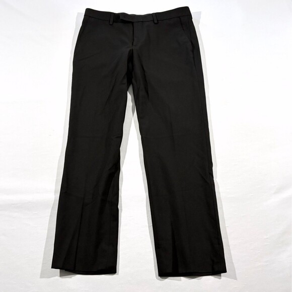 Egara Pants Mens Black Reg Fit Stretch Performance Flat Front Poly Blend 32x28 - Picture 1 of 10